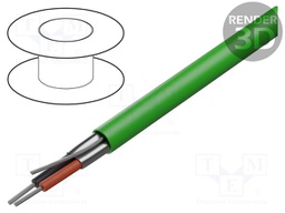 Wire; 1x2x22AWG; shielded,Al-PET foil; PVC; green; 300V; 305m