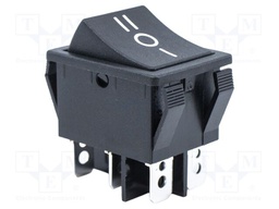 SWITCH, ROCKER, DPDT, 15A, 125VAC, BLACK