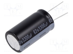 Capacitor: electrolytic; THT; 3300uF; 63VDC; Ø30x40mm; ±20%; 2000h