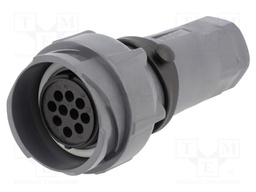 Connector: circular; plug; female; PIN: 10; w/o contacts; for cable