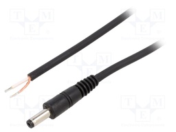 Cable; wires,DC 4,8/1,7 plug; straight; 0.75mm2; black; 0.5m