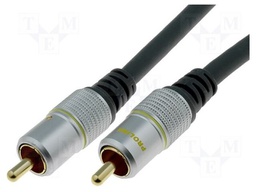 Cable; RCA plug,both sides; 3m; Plating: gold-plated; black