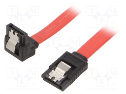 Cable: SATA; SATA plug,SATA plug angled; 0.3m; SATA III; red