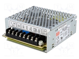 Power supply: switched-mode; modular; 50W; 5VDC; 99x97x36mm; 15VDC