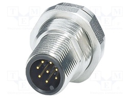 Connector: M12; socket; PIN: 8; male; 30V; straight; THT; A code; 2A