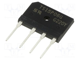 Bridge rectifier: single-phase; 15A; flat; THT