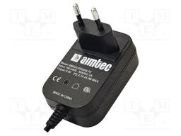 Power supply: switching; mains,plug-in; 12VDC; 2A; 24W; 84%; black