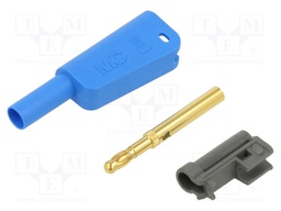 4mm banana; 32A; 1kV; blue; insulated,with 4mm axial socket