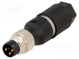 Connector: M8; male; PIN: 3; straight; for cable; plug; 4A; 40V
