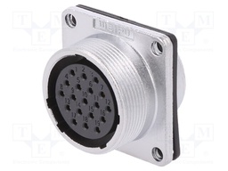 Socket; female; WS; PIN: 19; flange (4 holes),for panel mounting
