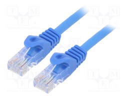 Patch cord; U/UTP; 6; stranded; CCA; PVC; blue; Len: 0.5m; 26AWG