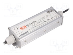 Power supply: switched-mode; LED; 75W; 30VDC; 27÷33VDC; 2.5A; IP66