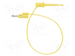 Test lead; 60VDC; 30VAC; 5A; 4,32mm banana plug-mini hook; yellow