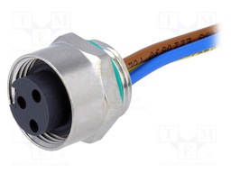 Socket; 7/8"; 0.5m; female; PIN: 3; straight; with leads; PVC