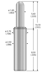 Test needle; Operational spring compression: 3.3mm; 3A; Ø: 1.6mm
