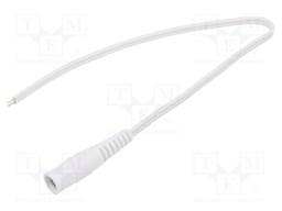 Cable; wires,DC 5,5/2,5 socket; straight; 0.5mm2; white; 0.25m