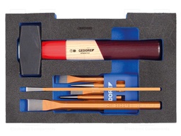 Kit: chisels; in a foam tray; Kit: hammer; 9pcs.