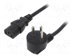 Cable; 3x1mm2; IEC C13 female,IS1-16P (H) plug angled; PVC; 5m