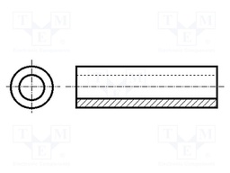 Spacer sleeve; cylindrical; polyamide; L: 3.2mm; Øout: 6.4mm