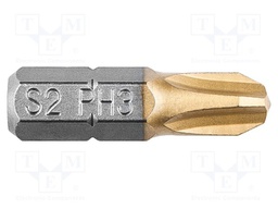 Screwdriver bit; Phillips; PH3; 1/4"; Overall len: 25mm; 2pcs.
