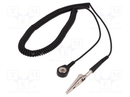 Coiled ground cord with press stud; ESD; 1MΩ; 3m