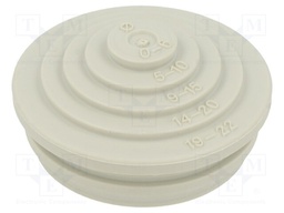 Grommet; elastomer thermoplastic TPE; light grey; Øcable: 0÷22mm