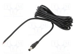 Cable; 2x0.5mm2; DC 5,5/2,1 plug; straight; black; 3m; -20÷80°C