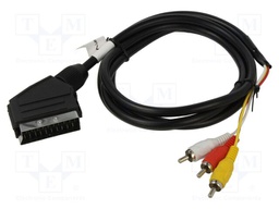 Cable; RCA plug x3,SCART plug; 1.8m; black