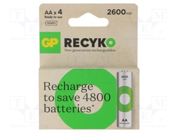 Re-battery: Ni-MH; AA; 1.2V; 2600mAh; ReCyko+; blister; Ready2Use