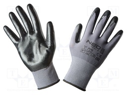Protective gloves; Size: 9; grey-black; nitryl,nylon