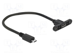 Cable; USB 2.0; USB B micro socket,USB B micro plug; 0.25m