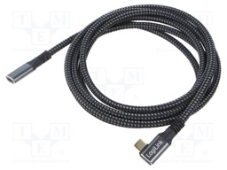 Cable; USB 3.2 Gen 2; USB C socket,USB C angled plug; 2m; black