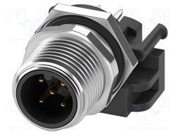 Connector: M12; socket; PIN: 5; male; 60V; straight; IP67; THT; A code