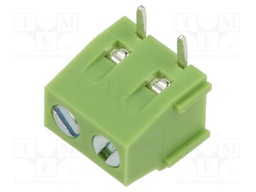 PCB terminal block; straight; 5mm; ways: 2; on PCBs; 1.5mm2; tinned