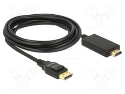 Cable; DisplayPort plug,HDMI plug; 4K,UHD 2160p; Len: 3m; black