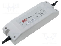 Power supply: switched-mode; LED; 60W; 24VDC; 2.5A; 90÷264VAC; IP64