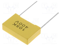 Capacitor: polyester; 1uF; 400VDC; Pitch: 22.5mm; Mounting: THT