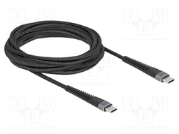 Cable; USB 2.0; USB C plug,both sides; 3m; black; 22AWG,30AWG
