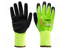 Protective gloves; Size: 9; black-green; polyester; furlined