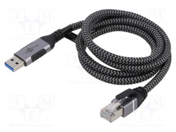 Cable; USB 3.0; RJ45 plug,USB A plug; 1.5m; 1Gbps; Øcable: 5.6mm