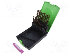Drill set; for metal; Ø: 1÷10mm; high speed steel HSS-O; 28pcs.