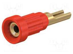 Socket 1mm; red; 20A; Mounting: soldered; Type: insulated; 30VAC
