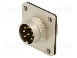 Connector: M16; male; flange (4 holes),for panel mounting; 60V