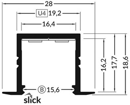 Profiles for LED modules; white; recessed; white; L: 2m; aluminium