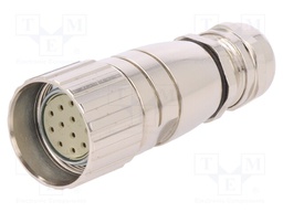Connector: M23; plug; PIN: 12; female; soldering; for cable; 8A; IP67