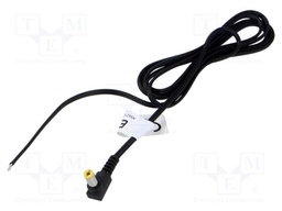 Cable; 2x0.52mm2; DC 5,5/2,1 plug; angled; black; 1.5m; -25÷70°C