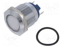 Indicator: LED; flat; 12VDC; 12VAC; Cutout: Ø19mm; brass