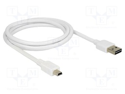 Cable; USB 2.0; USB A plug double sided,USB B mini plug; 1m