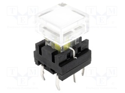 Microswitch TACT; SPST-NO; Pos: 2; 0.05A/12VDC; THT; LED; white