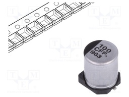 Capacitor: electrolytic; low impedance; 100uF; 16VDC; Case: D8